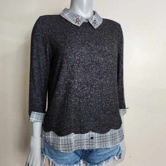 Faith and Joy Jeweled Collar Crewneck Sweater Blouse Top Size S NWOT - Picture 2 of 11